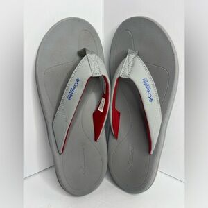 Columbia Gray and Red Flip Flops